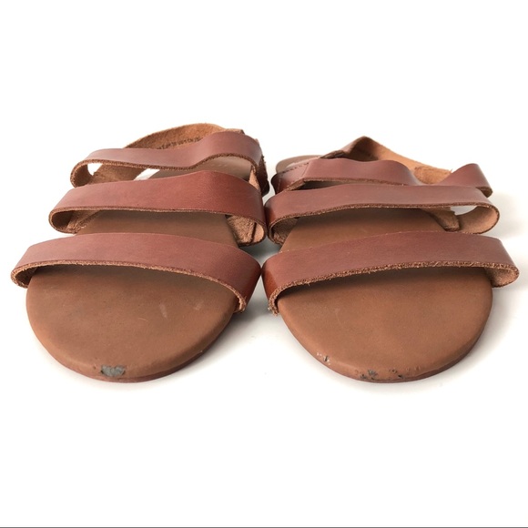 Strappy Tan Cognac Leather Sandals with Back Strap - Picture 5 of 5